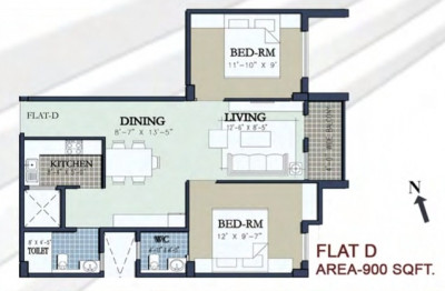 2 BHK (880 - 900 Sq-ft)