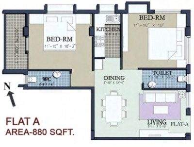 2 BHK (855 - 880 Sq-ft)