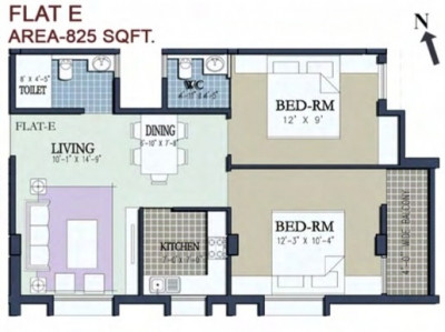 2 BHK (805 - 825 Sq-ft)
