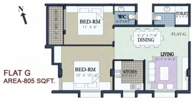 2 BHK (805 - 825 Sq-ft)