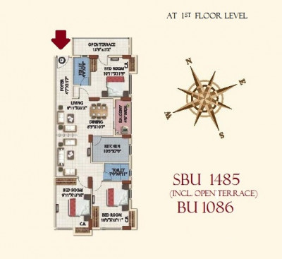 3 BHK (1445 - 1485 Sq-ft)