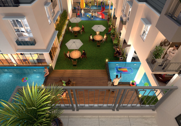 BALCONY WITH KIDS POOL VIEW