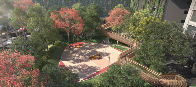 Balcony View towards Ground Amenities