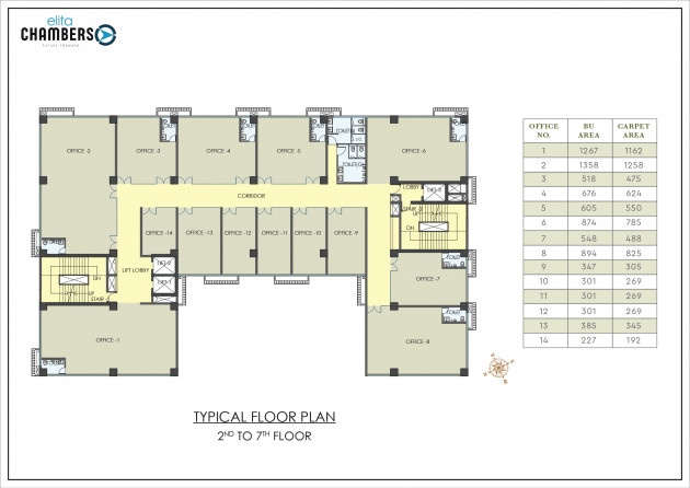 Plan : 2nd to 7th Floor