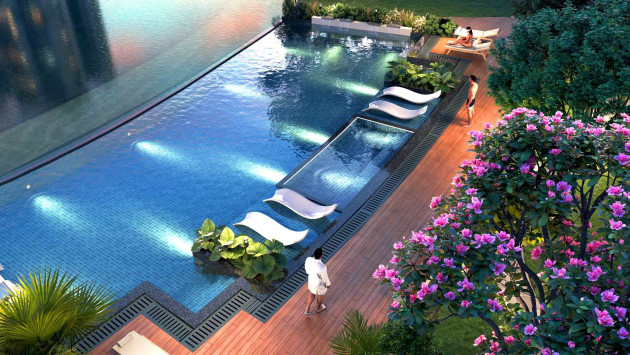 Infinity Swimming Pool and Kids Pool, with Pool Deck
